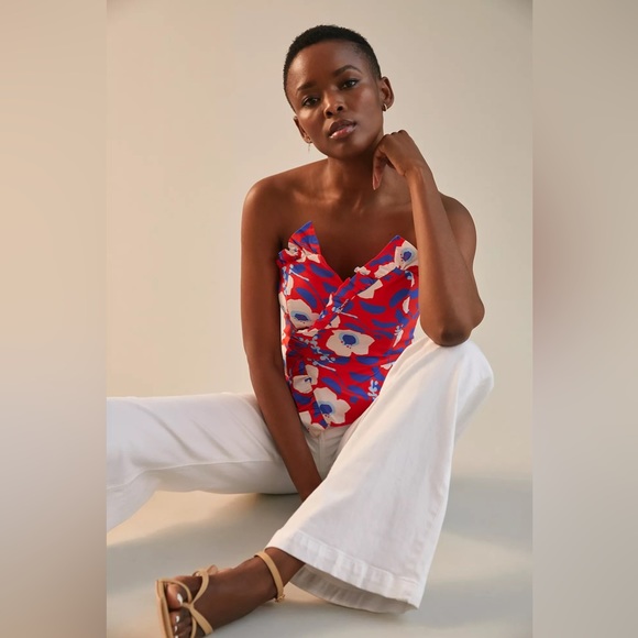 NWT Anthropologie Hutch Strapless Floral Ruffle Top - Picture 4 of 12